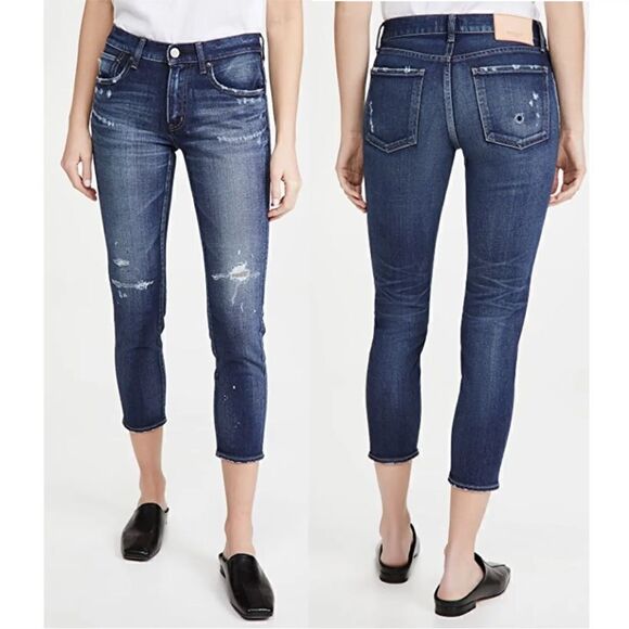 MOUSSY VINTAGE Lancaster Skinny Jeans Blue Denim Distressed Women’s SIZE 25 - Picture 1 of 15
